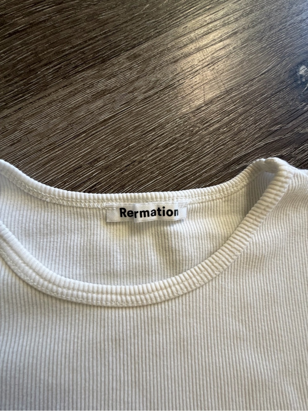 Reformation Cream Ribbed Short-Sleeve Tee - Picture 2 of 5